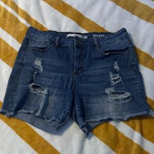 Tiffany & Co. Classic Blue Ripped Jean Shorts